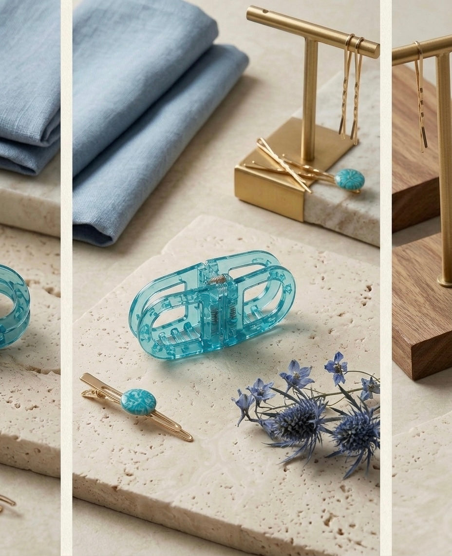Oval Magnetic Hair Clip - Aqua