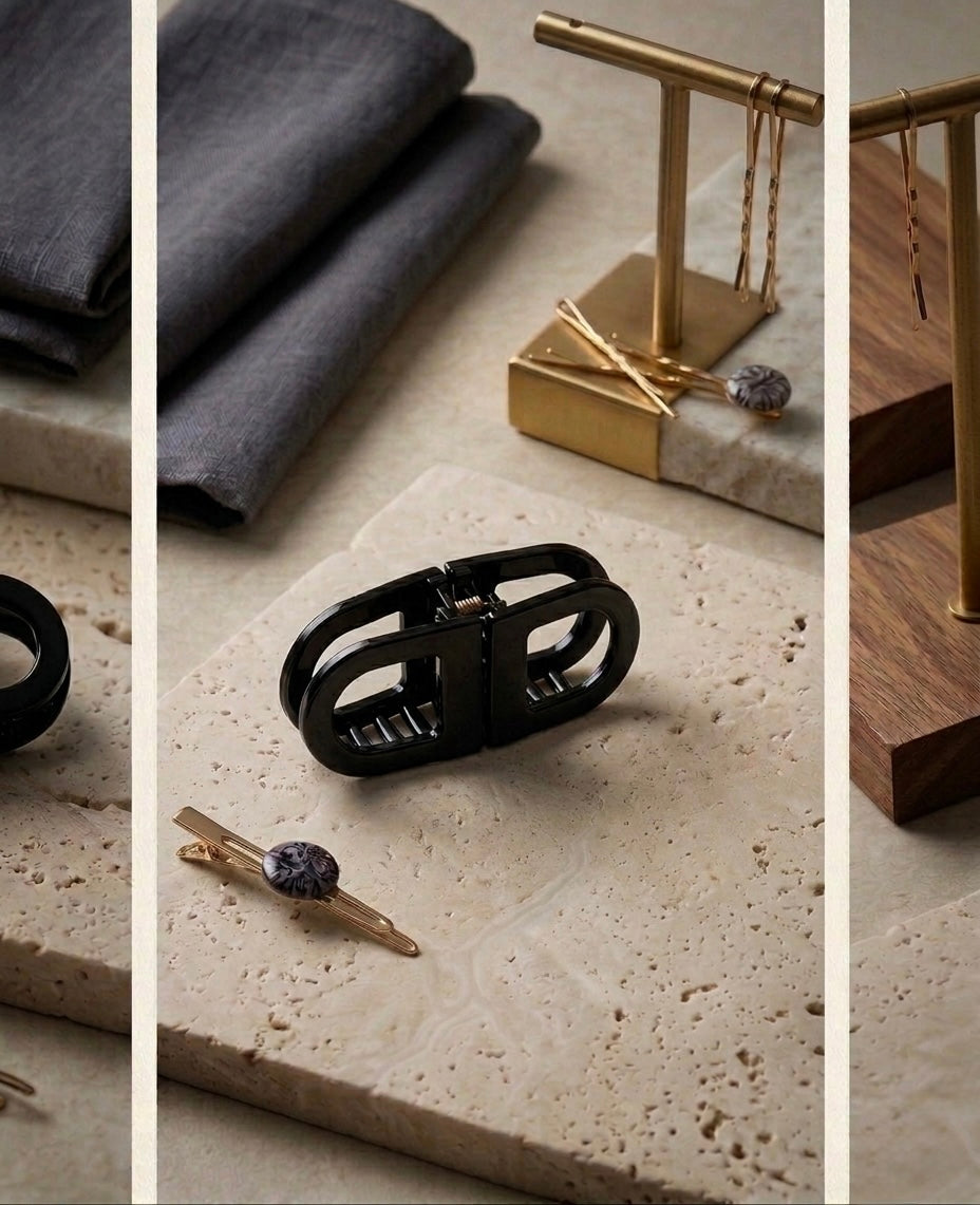 Oval Magnetic Hair Clip - Midnight