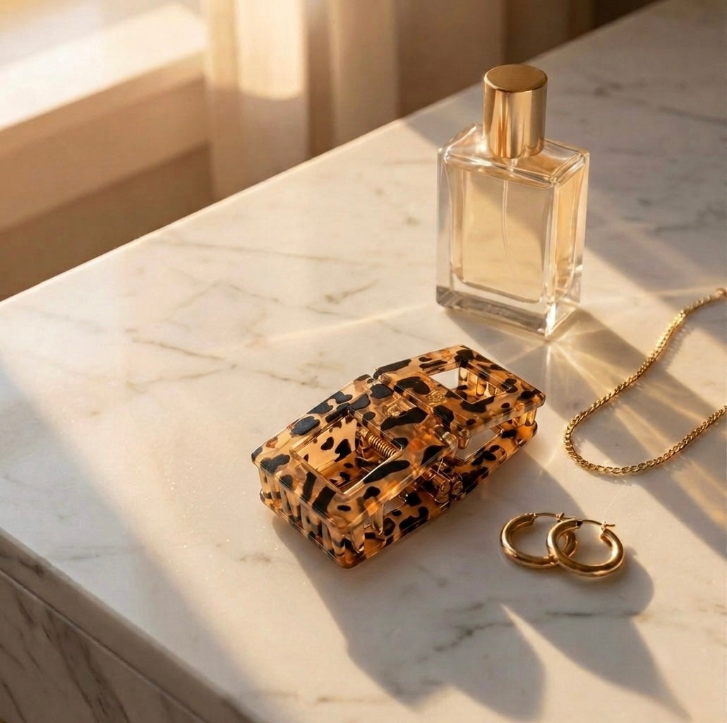 Square Magnetic Hair Clip - Amber